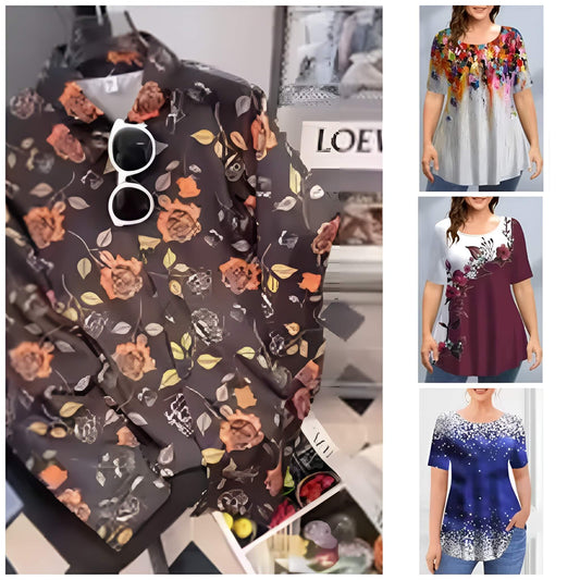 Pack of 4 Trendy Summer T-Shirts for Women – Floral & Graphic Prints | Breathable, Stylish, and Comfortable - 1028