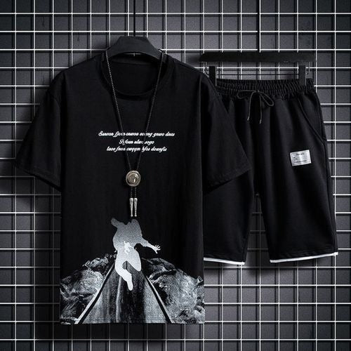 Buy 1 Get 1 Free Men's Summer Set Casual Sports Suit Tracksuit - Short Sleeves T-Shirt  901