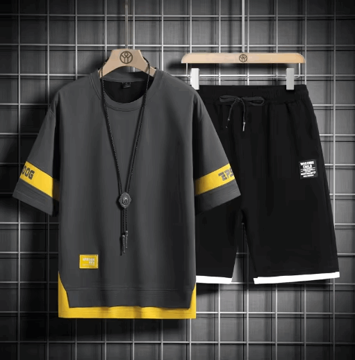 Buy 1 Get 1 Free Men's Summer Set Casual Sports Suit Tracksuit - Short Sleeves T-Shirt  890