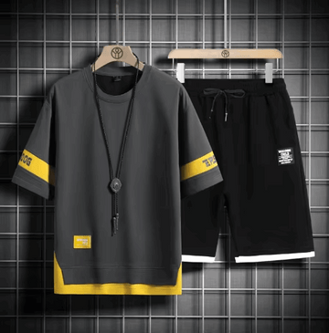 Buy 1 Get 1 Free Men's Summer Set Casual Sports Suit Tracksuit - Short Sleeves T-Shirt  890