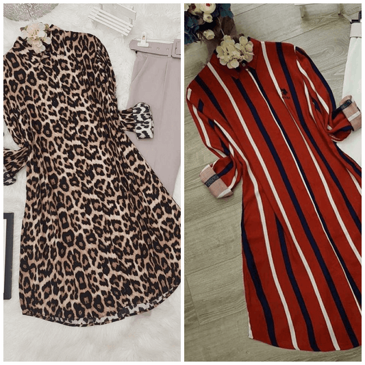 Chic Pack of 2 Women's Casual Summer Suit Set – Premium Stitched Kurti & Trousers | 50% Off Summer Sale | Item No. 986490