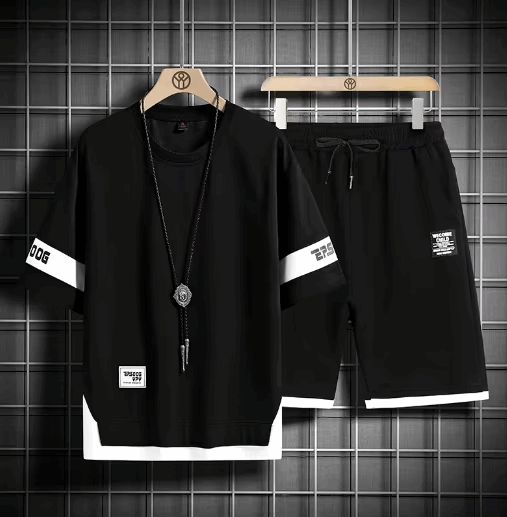 Buy 1 Get 1 Free Men's Summer Set Casual Sports Suit Tracksuit - Short Sleeves T-Shirt  890