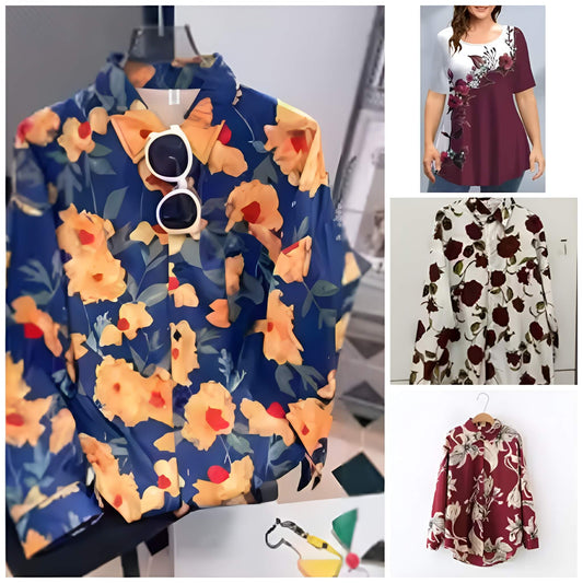 Pack of 4 Trendy Summer T-Shirts for Women – Floral & Graphic Prints | Breathable, Stylish, and Comfortable - 1025