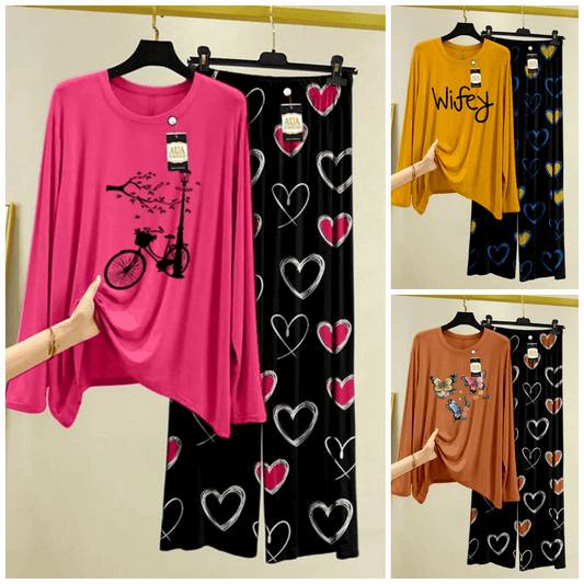Pack of 3 Women’s Summer Loungewear Sets – Printed T-Shirts & Trousers Women's Summer Suit 895
