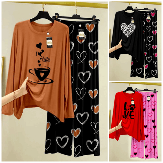 Pack of 3 Women’s Summer Loungewear Sets – Printed T-Shirts & Trousers Women's Summer Suit 897
