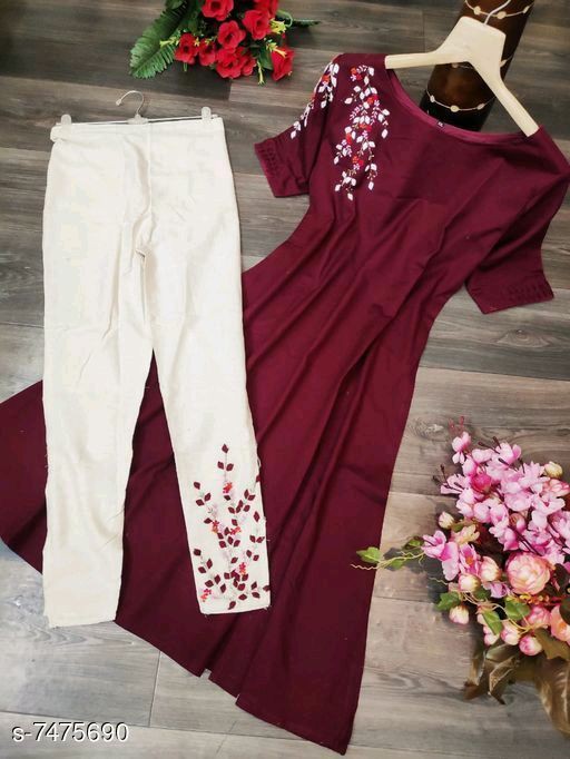 Chic Pack of 2 Women's Casual Summer Suit Set – Premium Stitched Kurti & Trousers | 50% Off Summer Sale | Item No. 986502