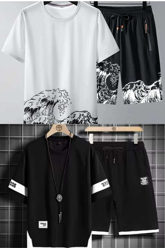 Buy 1 Get 1 Free Men's Summer Set Casual Sports Suit Tracksuit - Short Sleeves T-Shirt  895