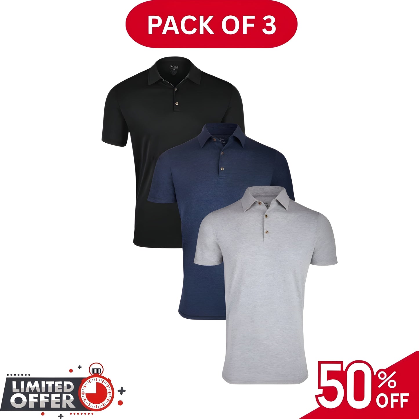 Pack of 3 | 50% OFF Men's Stylish Polo T-Shirts | Article#1046