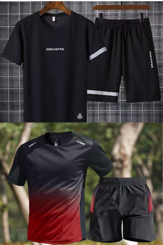 Buy 1 Get 1 Free Men's Summer Set Casual Sports Suit Tracksuit - Short Sleeves T-Shirt  899