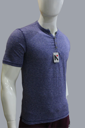 Men's Summer Smoky Blue Henley T-Shirts