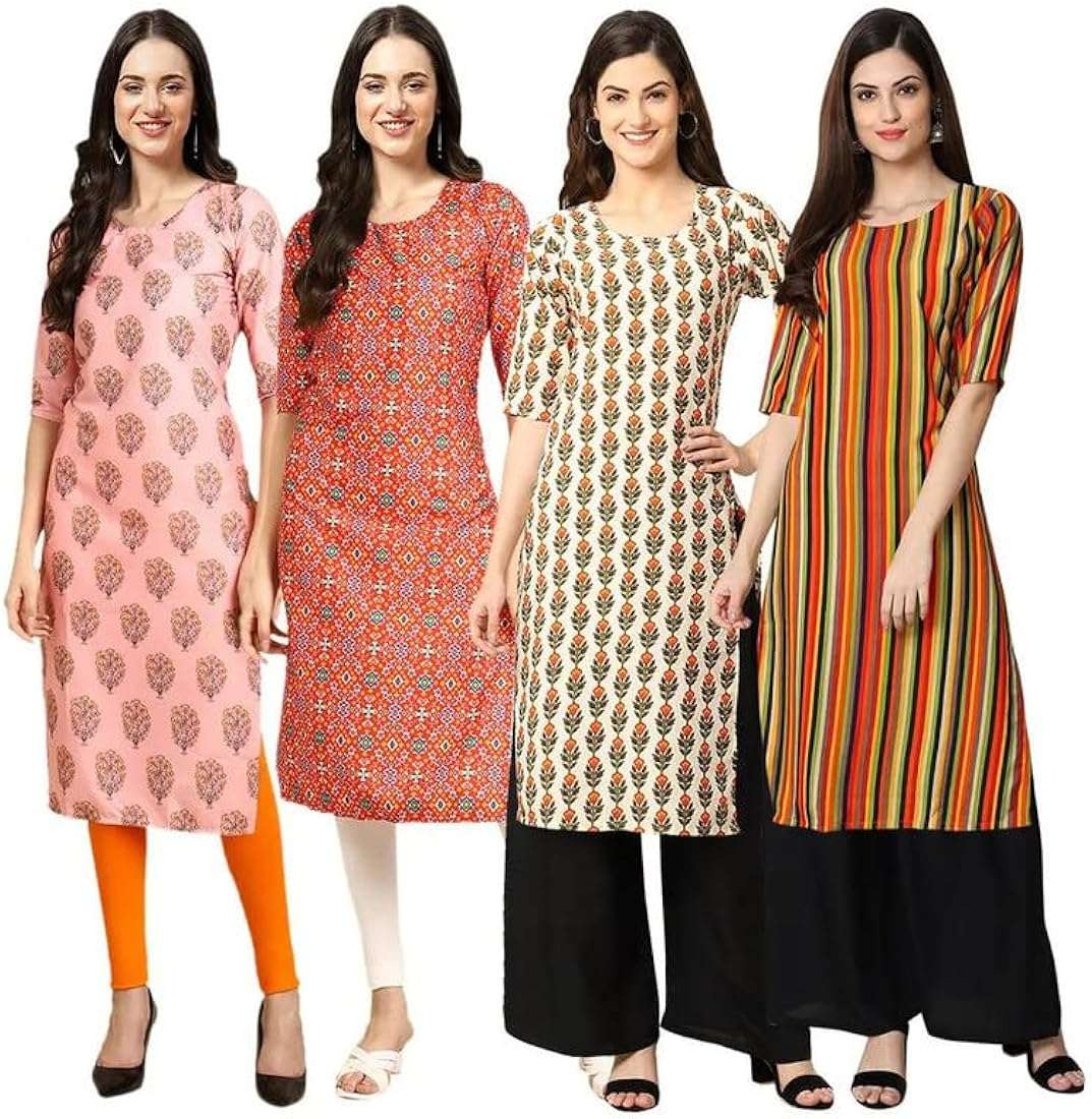 Pack of 4 Women's Summer Cotton Kurtis - 50% Off Sale - 1033473