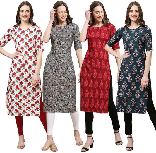 Pack of 4 Women's Summer Cotton Kurtis - 50% Off Sale - 1033474