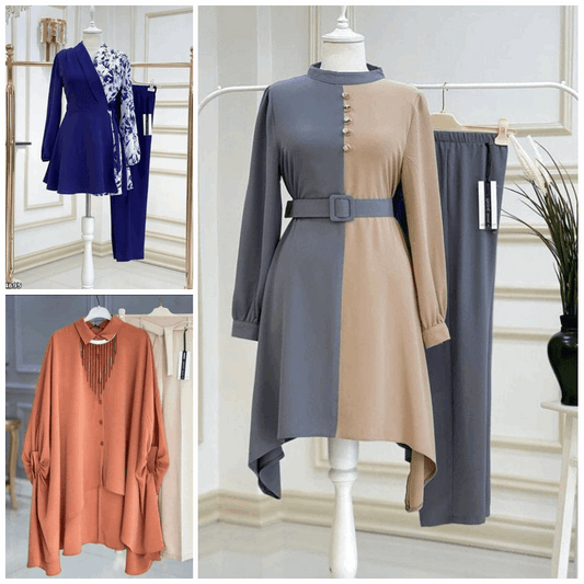 Pack of 3 Women's Casual Summer Suit Set Stylish,  Premium Stitched Kurti & Trousers l 40% OFF l 7634956