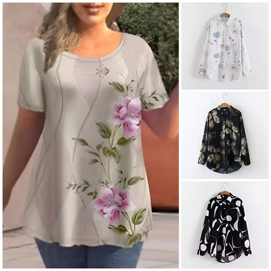 Pack of 4 Trendy Summer T-Shirts for Women – Floral & Graphic Prints | Breathable, Stylish, and Comfortable - 1039