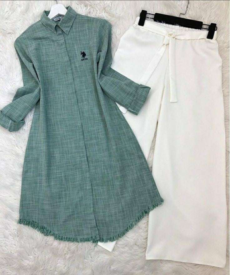 Chic Pack of 2 Women's Casual Summer Suit Set – Premium Stitched Kurti & Trousers | 50% Off Summer Sale | Item No. 986498