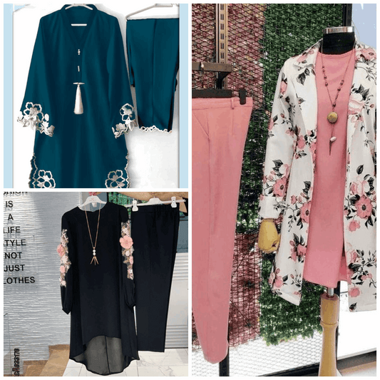 Pack of 3 Women's Casual Summer Suit Set Stylish,  Premium Stitched Kurti & Trousers l 40% OFF l 7634963