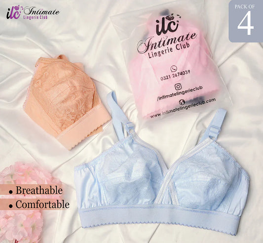 Cotton Cross Bra for Women - Pack of 4 | Comfortable Daily Wear Bras