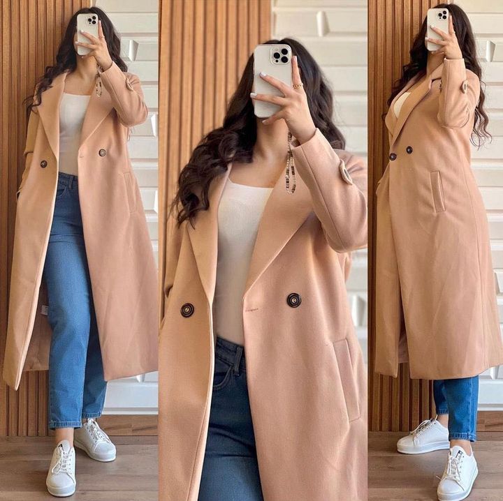 Long Fleece Trench Coat For Women's LY 0023
