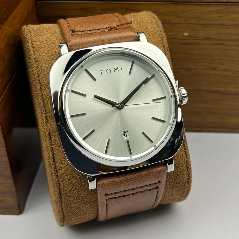 Men's TOMI T-084 Watch Quartz Date Leather Strap