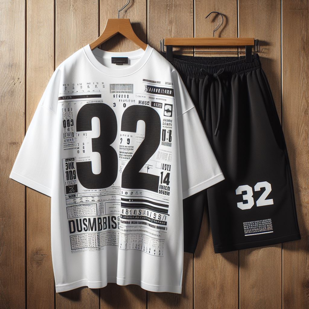 Mens Summer Shorts + T-Shirt Set - SS195 - White Black