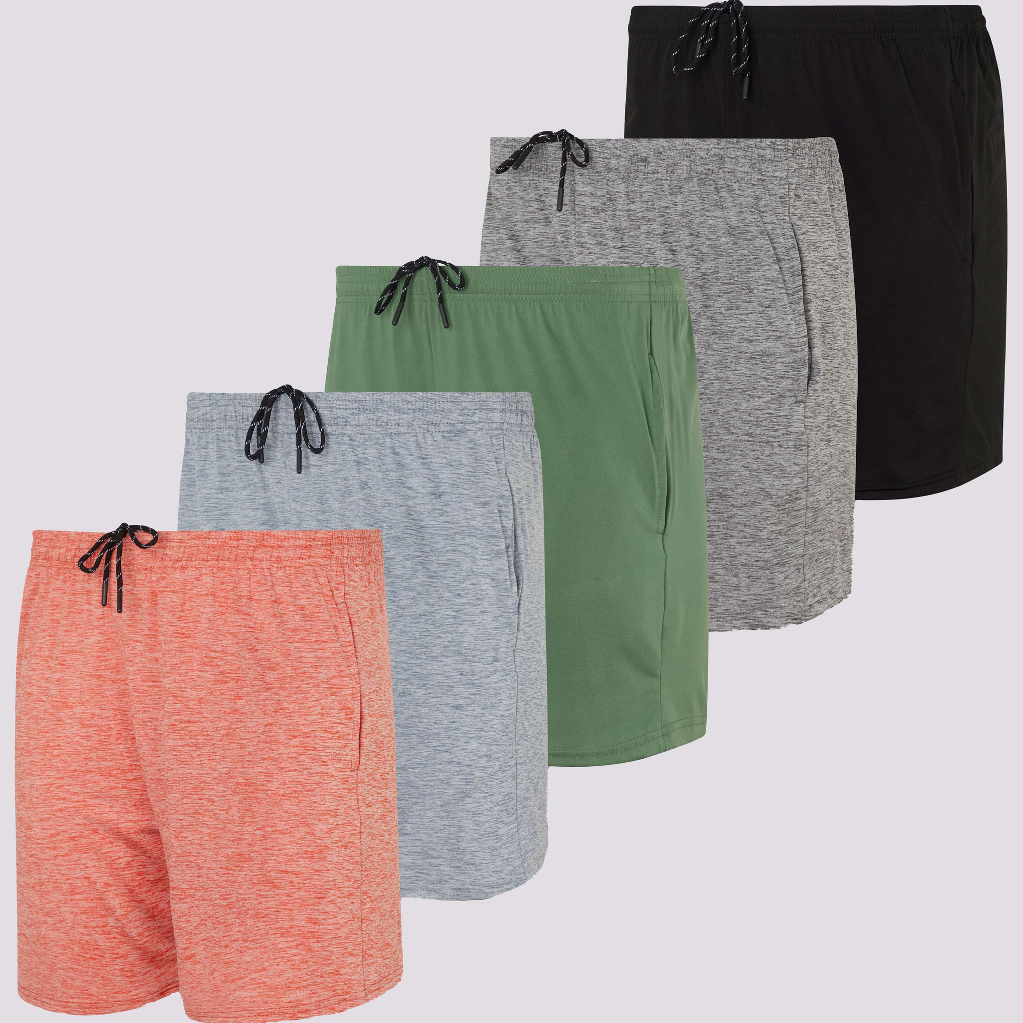 5 Pack: Men's Running Workout Shorts (Available in Big & Tall) D8T682