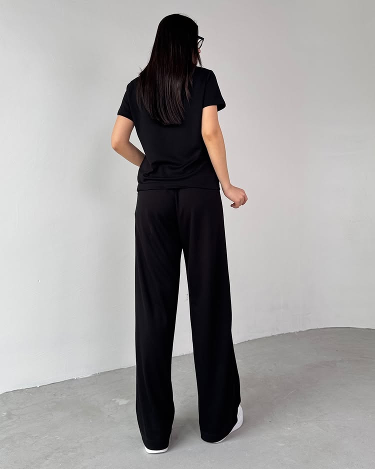 Summer Casual Women's Polo Collar Top & Trouser Set