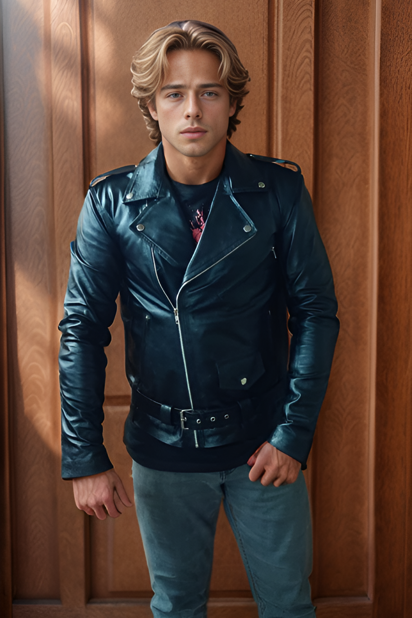 Men's Brando Style Biker Leather Jacket