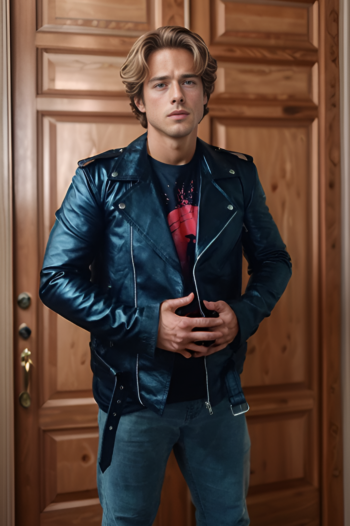 Men's Brando Style Biker Leather Jacket