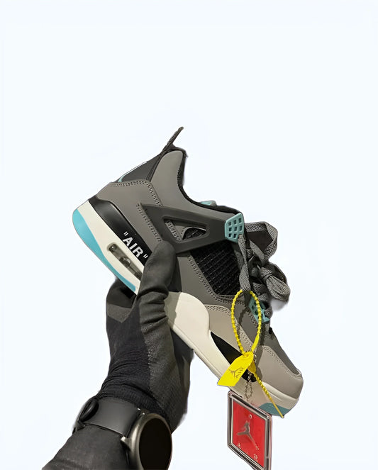 AIR JORDAN 4 - Retro - Gray with Blue.