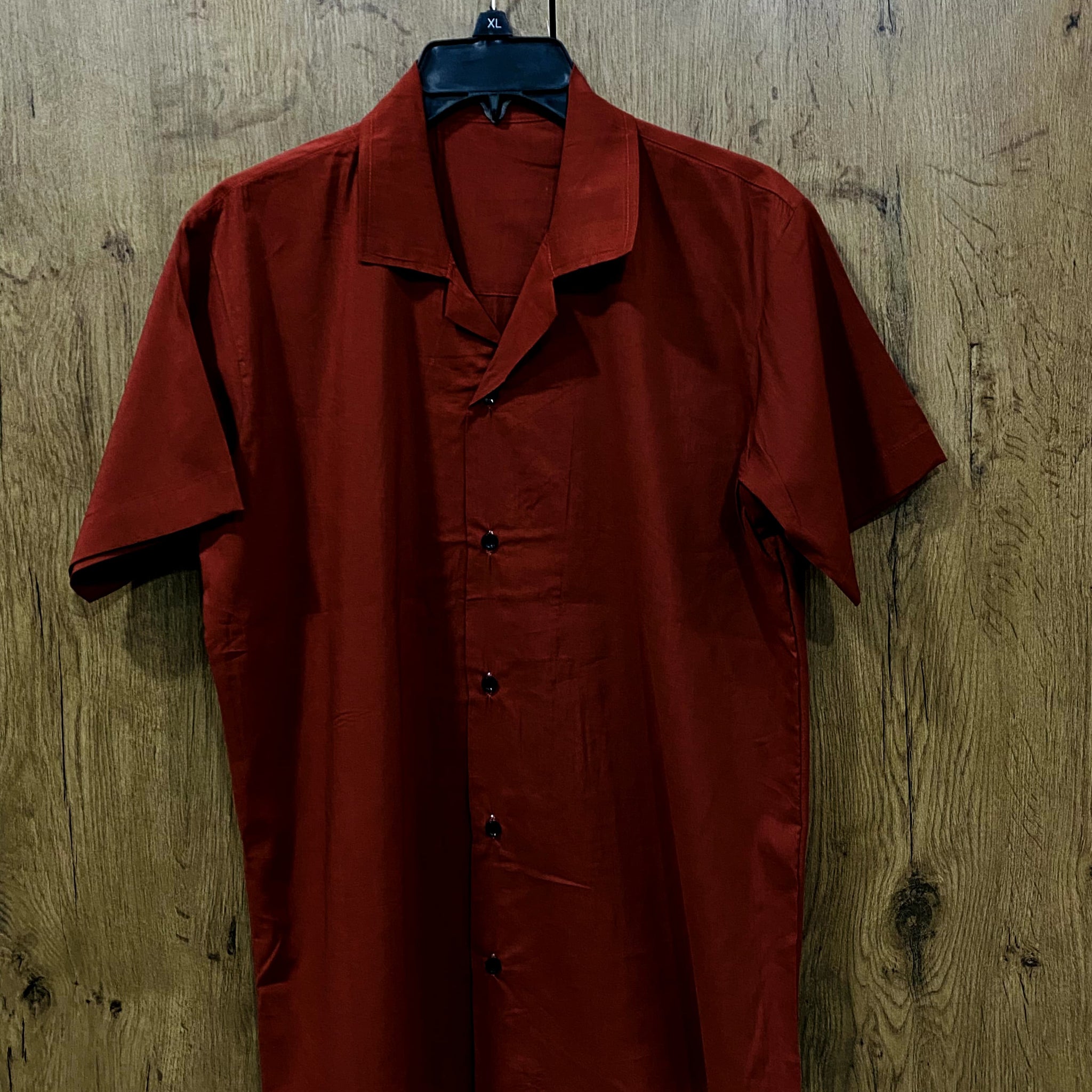 Men's Casual Solid Silk Red Color Shirt.