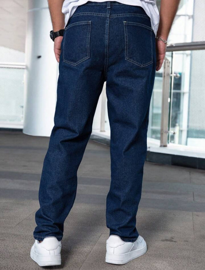 Men's Casual Loose Fit Straight Leg Jeans With Pockets