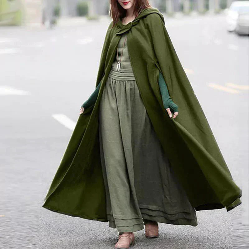 women's stylish long cape cloak hooded Coat Hoodies PonchomWarm Cosplay Outwear Windbreaker CH-330