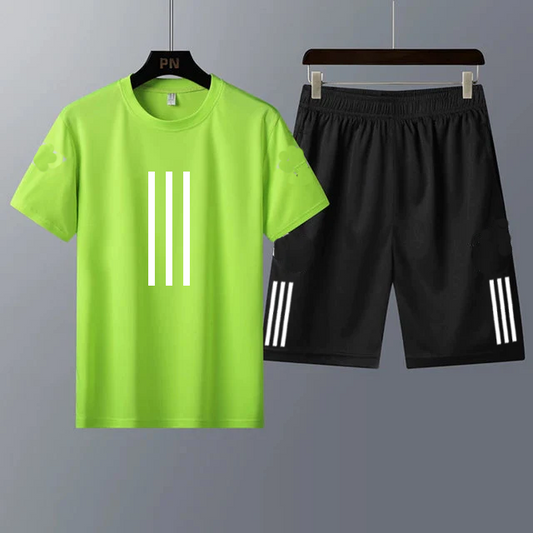Mens Summer Shorts + T-Shirt Set - SS23 - Green Black