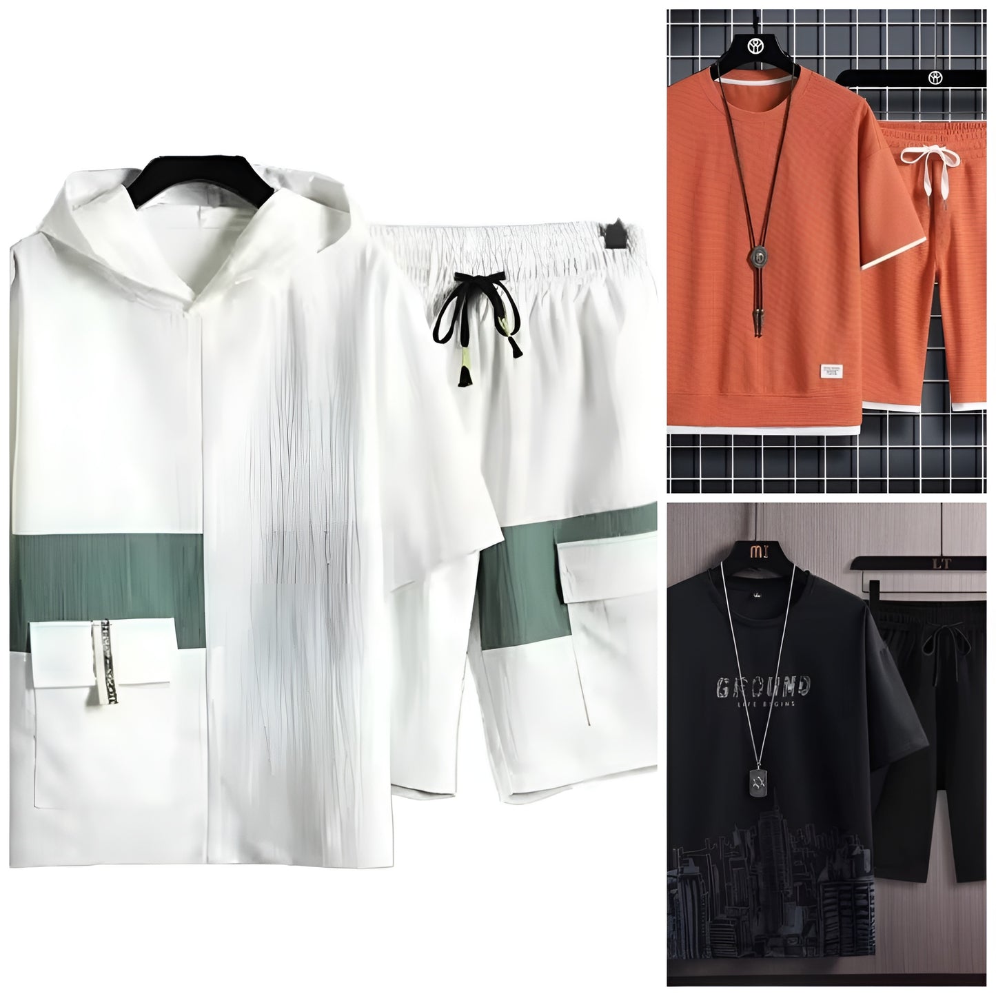 Pack of 3 Men's Summer Sports Suit Tracksuit - Short Sleeves T-Shirts 6530